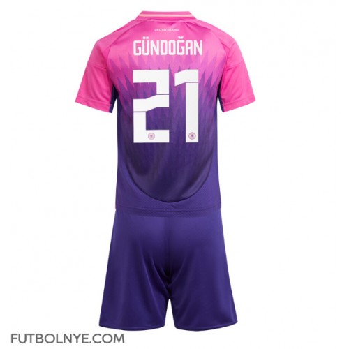 Camiseta Alemania Ilkay Gundogan #21 Visitante Equipación para niños Eurocopa 2024 manga corta (+ pantalones cortos)